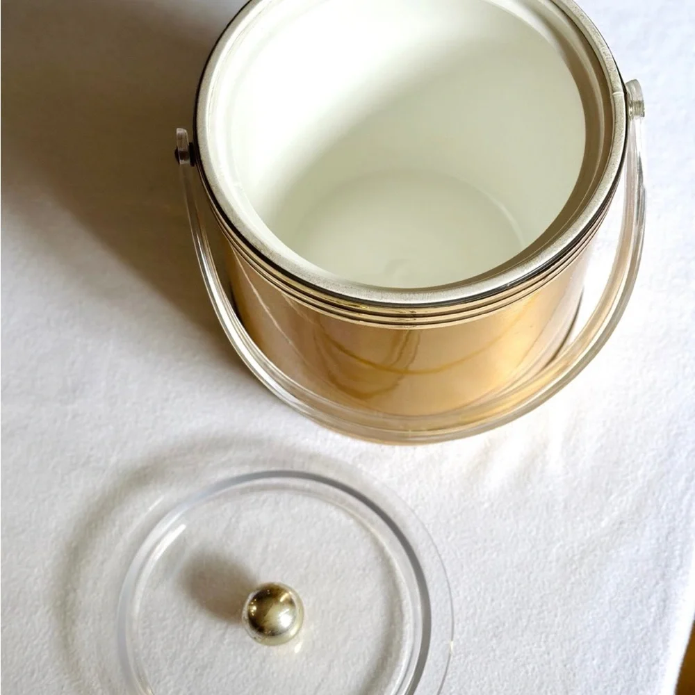 Vintage gold and lucite ice bucket